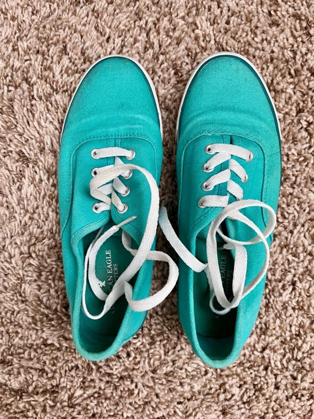 American Eagle Outfitters Teal Canvas Sneakers with White Laces